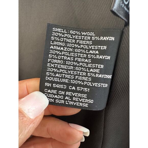 Vintage 90's Womens 24 W Extra LONG black wool maxi coat Jones New York classic - Picture 11 of 12